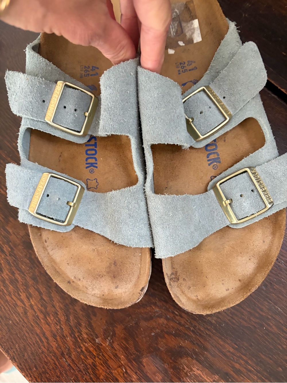 Pale blue suede Birkenstock Arizona 41, 10-10.5 - Picture 3 of 5